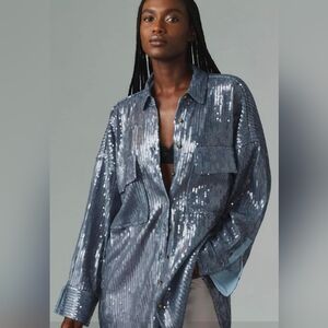 Pilcro Sequin Buttondown Shirt - L - nwt